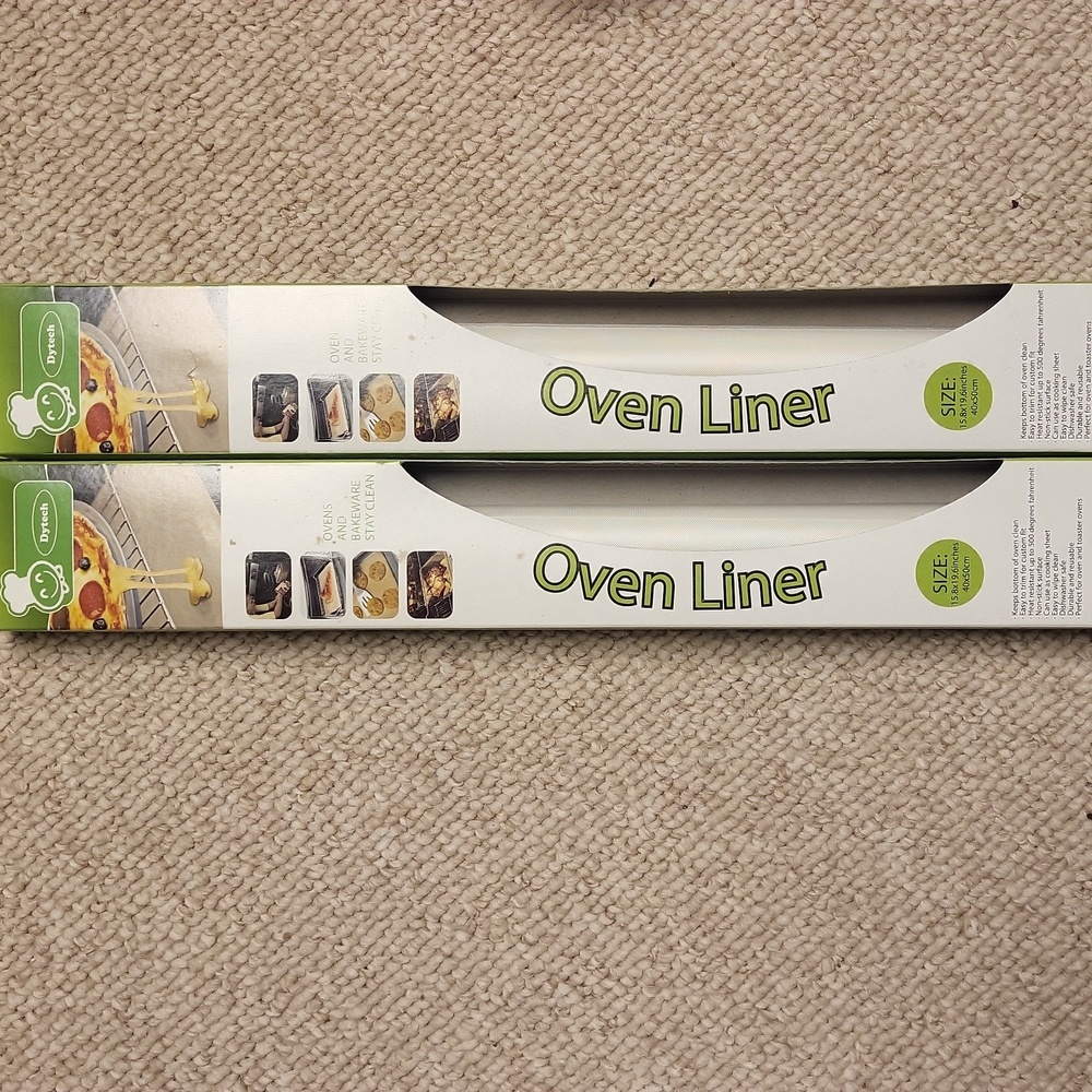New lot 2 oven liners 15.8 x 19.6 in white resuable As Pictured